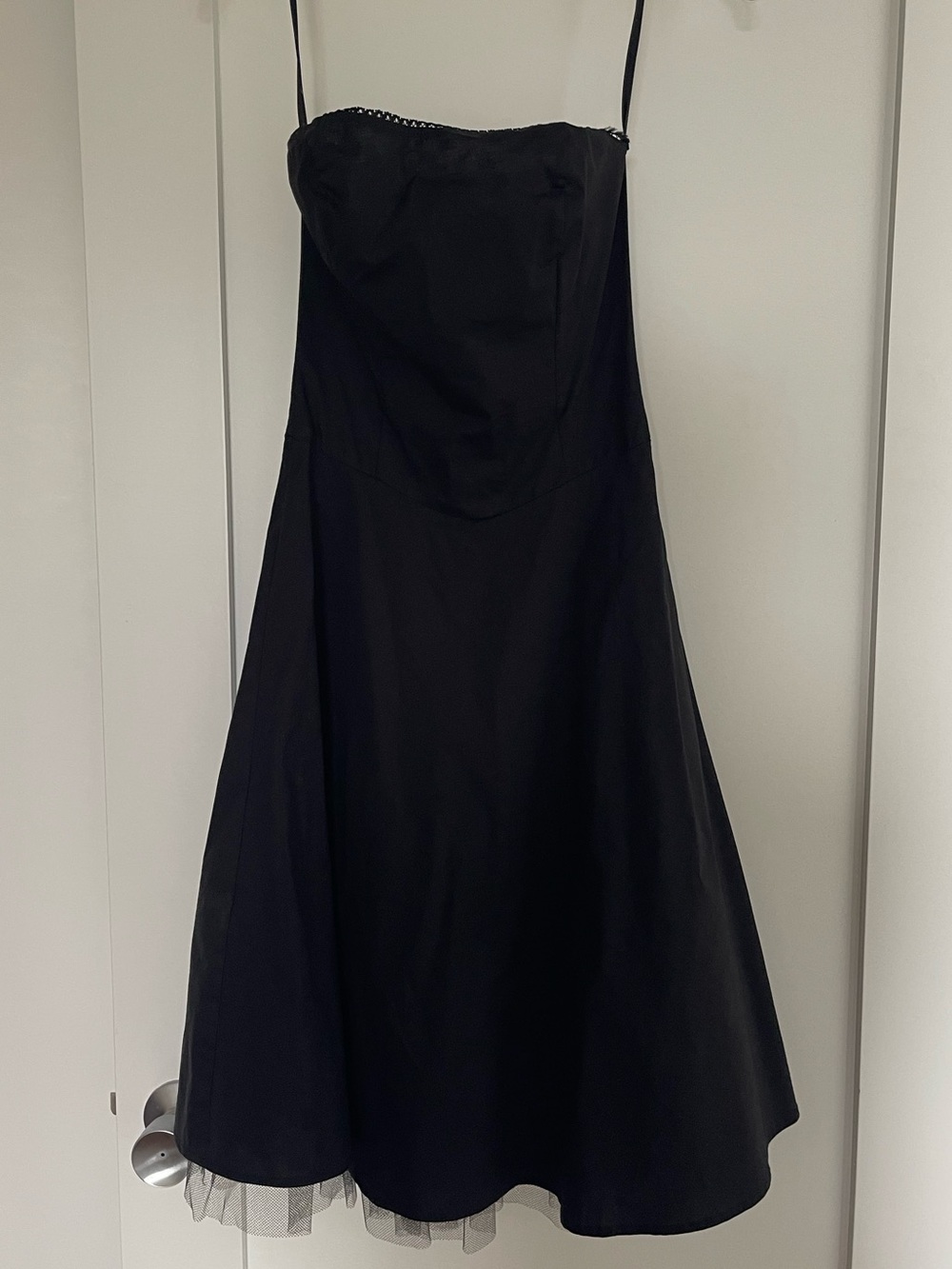 Classic Black A-Line Strapless Cotton Mini Dress Size XS/S